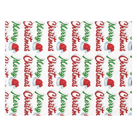 Nappe Joyeux Noël Santa Chapeau rouge vert script (Devant (Horizontal))