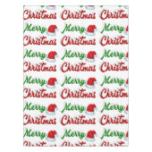 Nappe Joyeux Noël Santa Chapeau rouge vert script (Devant)