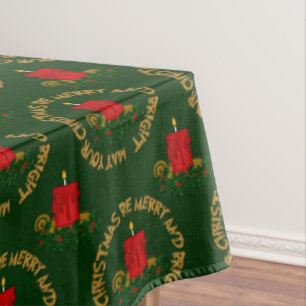 Nappe Joyeux, Rouge Xmas Candle-Nappe 60x104po