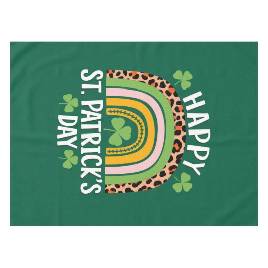 Nappe Joyeux Saint Patrick's Day Shamrock arc-en-ciel (Devant (Horizontal))