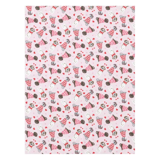 Nappe Joyeux Valentines Day Chiens de Danse (Devant)