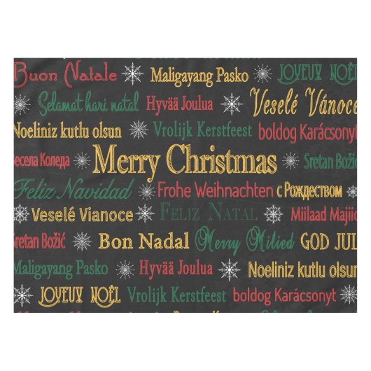 Nappe Joyeux voeux de Noël dans une langue différente | (Devant (Horizontal))