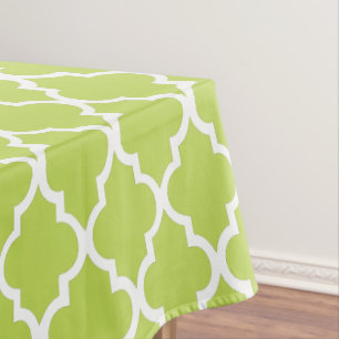 Nappe Kiwi Green Quatrefoil Carreaux Motif