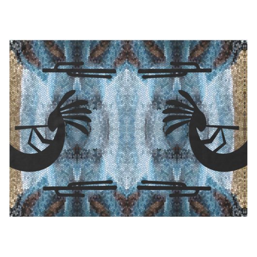 Nappe Kokopelli Sud-Ouest Désert Mosaïque bleue 52 x 70 (Devant (Horizontal))