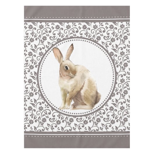 Nappe Lapin de Pâques Brun floral (Devant)