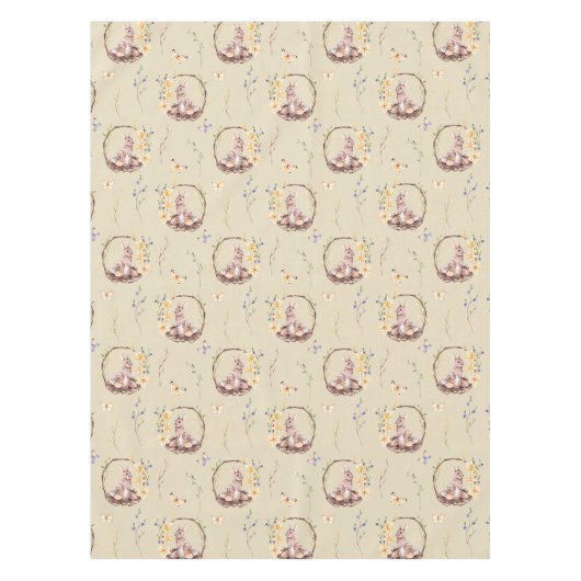 Nappe Lapin De Pâques Dans Un Panier Floral (Devant)