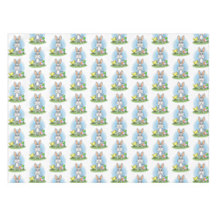 Nappe Lapin de Pâques et les œufs de Pâques colorés
