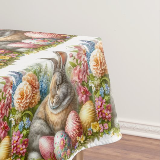 Nappe Lapin de Pâques Floral Printanier Vintage (In Situ)