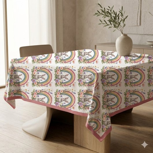 Nappe Lapin de Pâques printanier Art de l'arc-en-ciel Fl