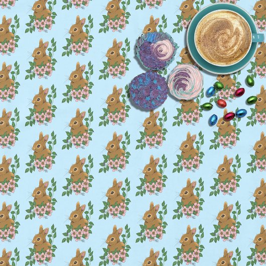 Nappe Lapin Lapin Fleurs Roses