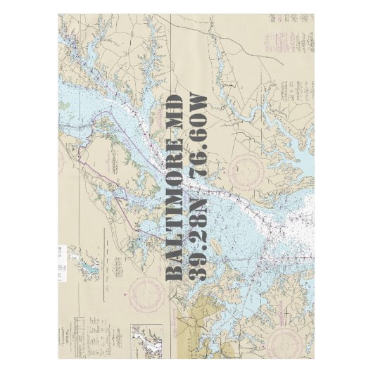 Nappe Latitude de longitude nautique Baltimore MD (Devant)