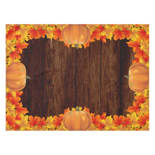 Nappe L'automne rustique en bois quitte Citrouille (Devant (Horizontal))