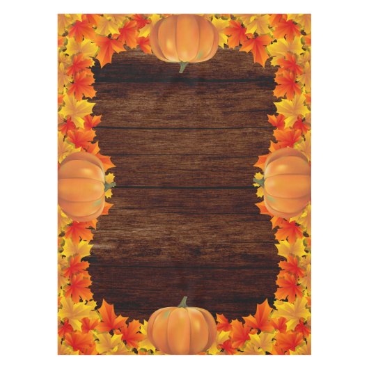 Nappe L'automne rustique en bois quitte Citrouille (Devant)