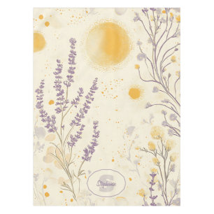 Nappe Lavande blanche et motif floral jaune
