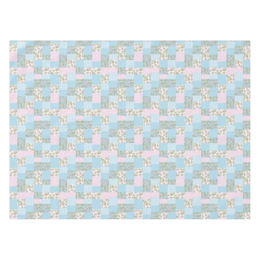 Nappe Le patchwork de Faux, rose, Apple bleu fleurissent (Devant (Horizontal))
