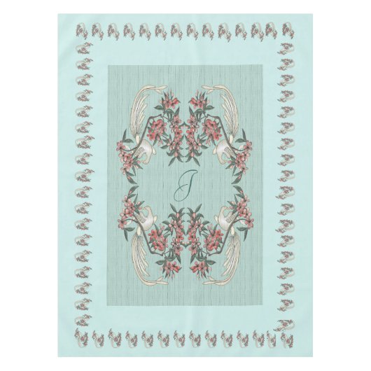 Nappe Le romantisme de la soie avec Monogramme 52" x 70" (Devant)