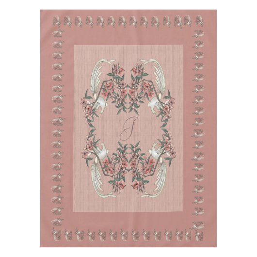 Nappe Le romantisme de la soie avec Monogramme Peach 52" (Devant)