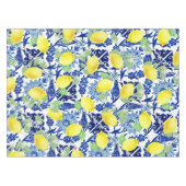 Nappe Lemons d'aquarelle de campagne et Floral bleu (Devant (Horizontal))