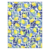 Nappe Lemons d'aquarelle de campagne et Floral bleu (Devant)