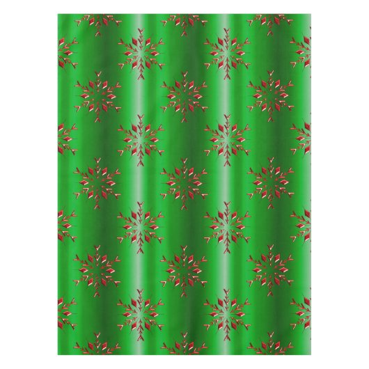 Nappe Les flocons rouges de Noël vert (Devant)
