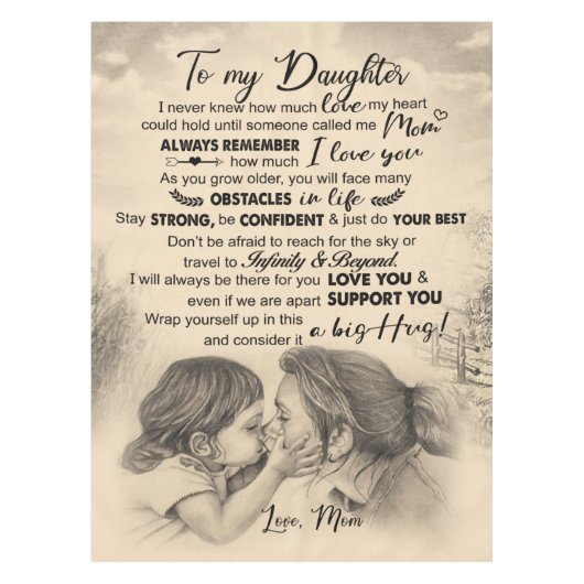 Nappe Lettre personnalisée à ma fille de maman (Devant)