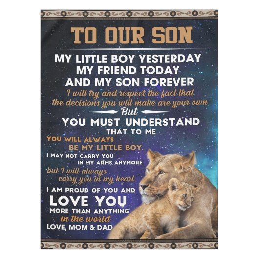 Nappe Lettre personnalisée à notre fils (Devant)