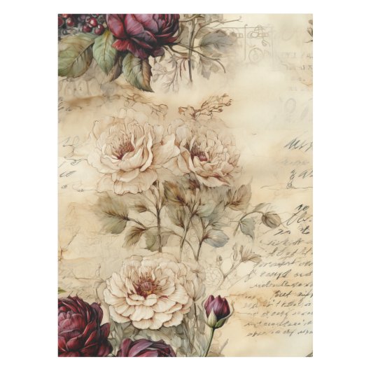 Nappe Lettre vintage d'amour parchemin avec fleurs (7) (Devant)
