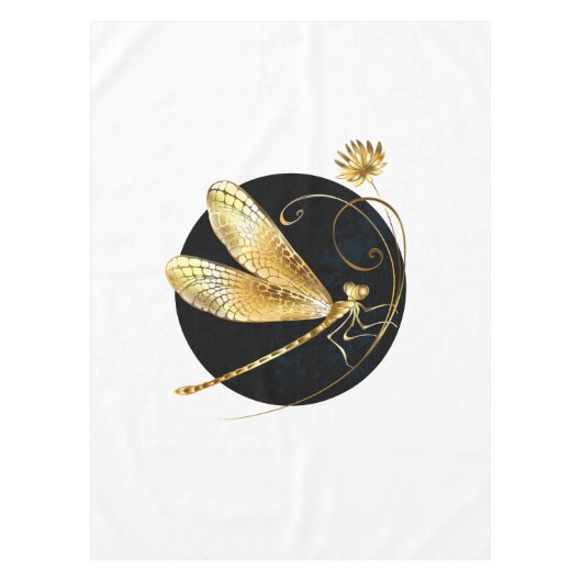 Nappe libellule d'or en cercle noir (Devant)