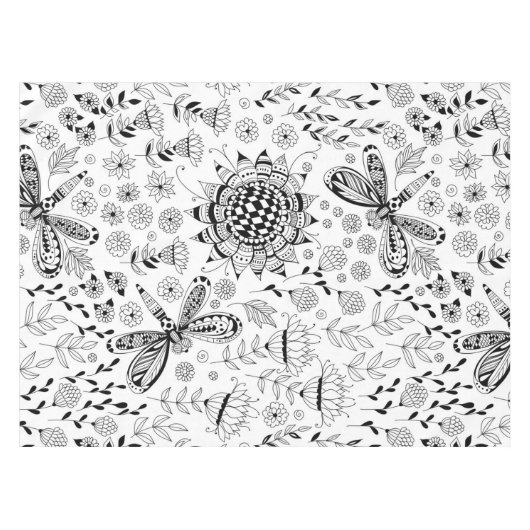 Nappe libellules et fleurs (Devant (Horizontal))