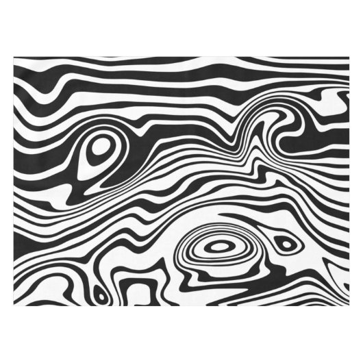 Nappe Lignes Abstraites en noir et blanc déformées - per (Devant (Horizontal))