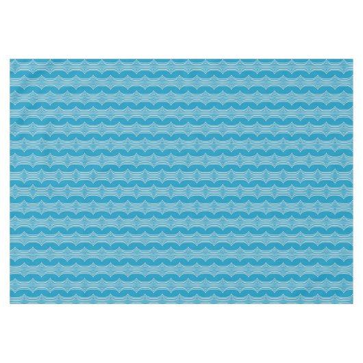 Nappe Lignes blanches Abstraites rétro sur Motif bleu (Devant (Horizontal))