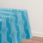 Nappe Lignes blanches Abstraites rétro sur Motif bleu (In Situ)