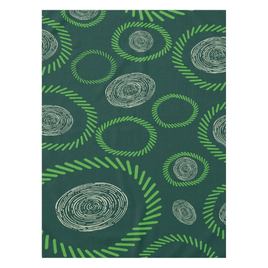 Nappe Lignes de cercles géométriques Vert ivoire (Devant)