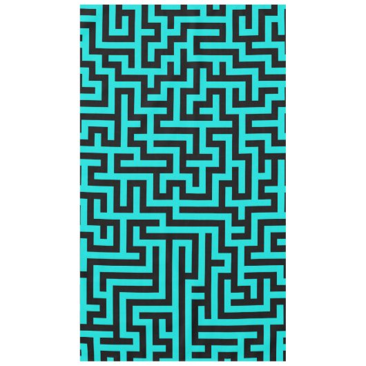 Nappe Lignes de labyrinthe noir turquoise (Devant)