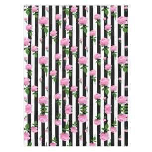 Nappe Lignes Fleurs Roses Roses Roses Noires