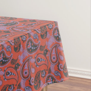 Nappe Linocut Traditionnel Paisley Vivid Orange Violet