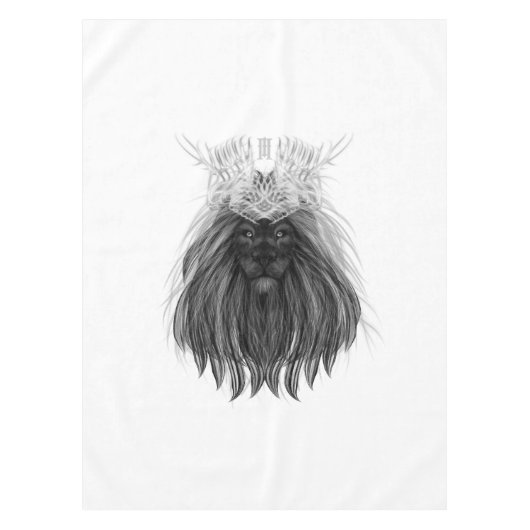 Nappe Lion noir avec couronne Antlers et monogramme (Devant)