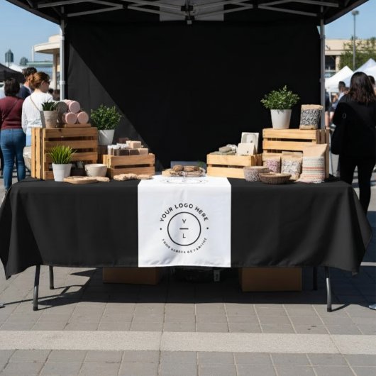 Nappe Logo élégant noir blanc pour événement à rayure de