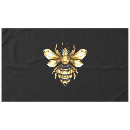 Nappe Logo Faux Gold Foil Bee Polygonal sur Noir (Devant (Horizontal))
