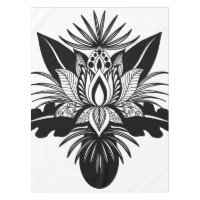 Lotus Leaf moderne Bohème Noir Blanc Tropical