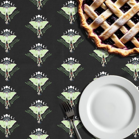Nappe Lune Papillon Éthéré Vert Mystique Céleste