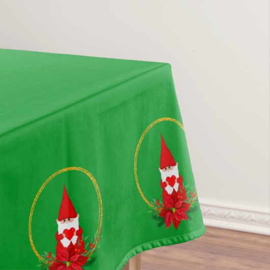Nappe Lutins de Noël sur petit napperon vert (In Situ)