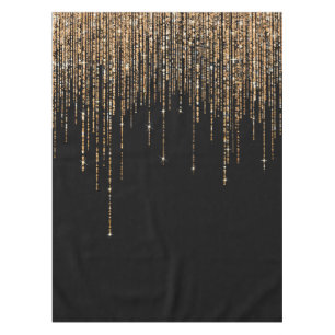 Nappe Luxe Chic Black Gold Fringe Parties scintillant ét