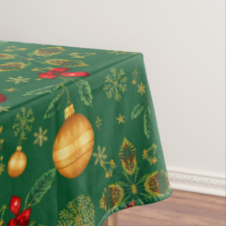 Nappe Luxury Emerald Green Gold Christmas Tablecloth