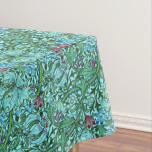 Nappe Lys d'or Vintage Fleurs florales Bleu rose Vert