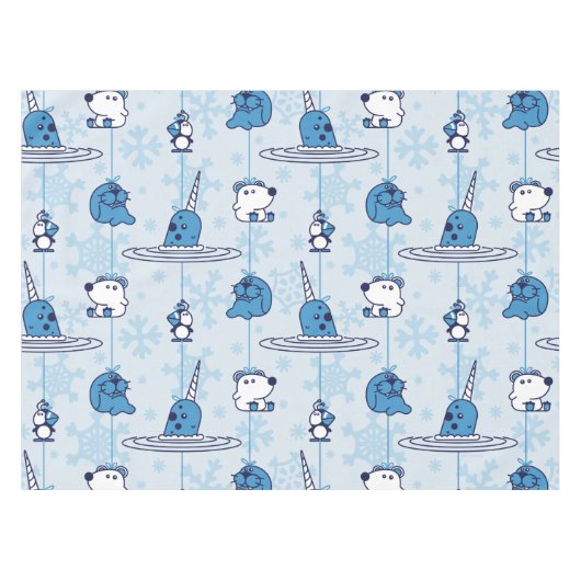 Nappe M. Narwhal Blue Snowflake Motif (Devant (Horizontal))