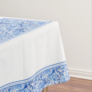Nappe Magnifique motif artistique de paisley floral bleu