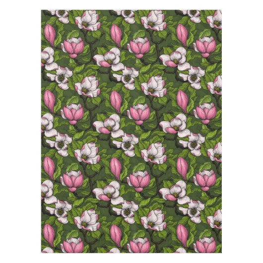 Nappe Magnolia en floraison sur vert foncé (Devant)