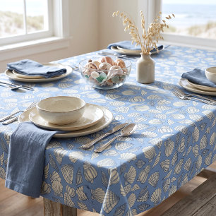 Nappe Maison de plage coquillage bleu cottage
