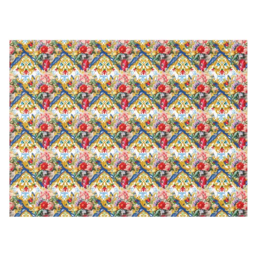Nappe Majolica, style sicilien, fleurs (Devant (Horizontal))